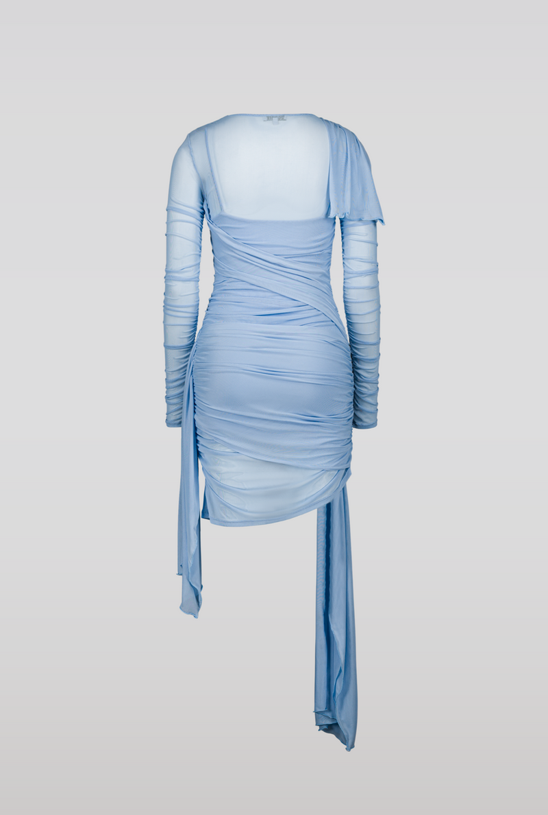 Draped Mesh Dress Baby Blue XLarge Draped Mesh Dress Baby Blue XLarge