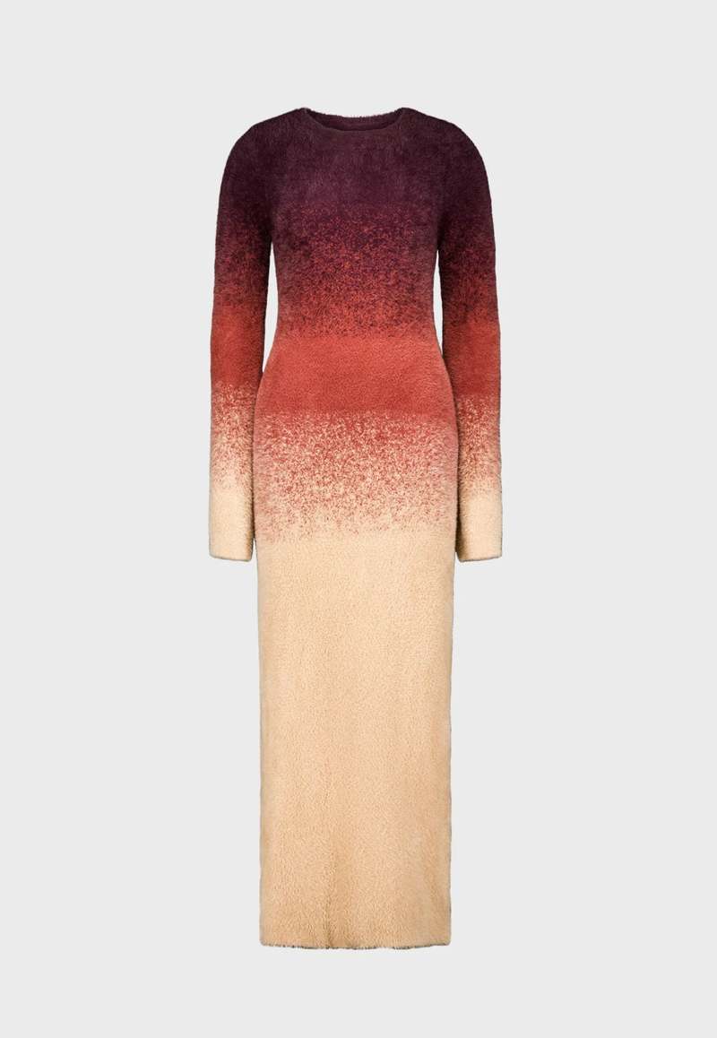 SAEMDI Women's Gradient Knit Dress - Red