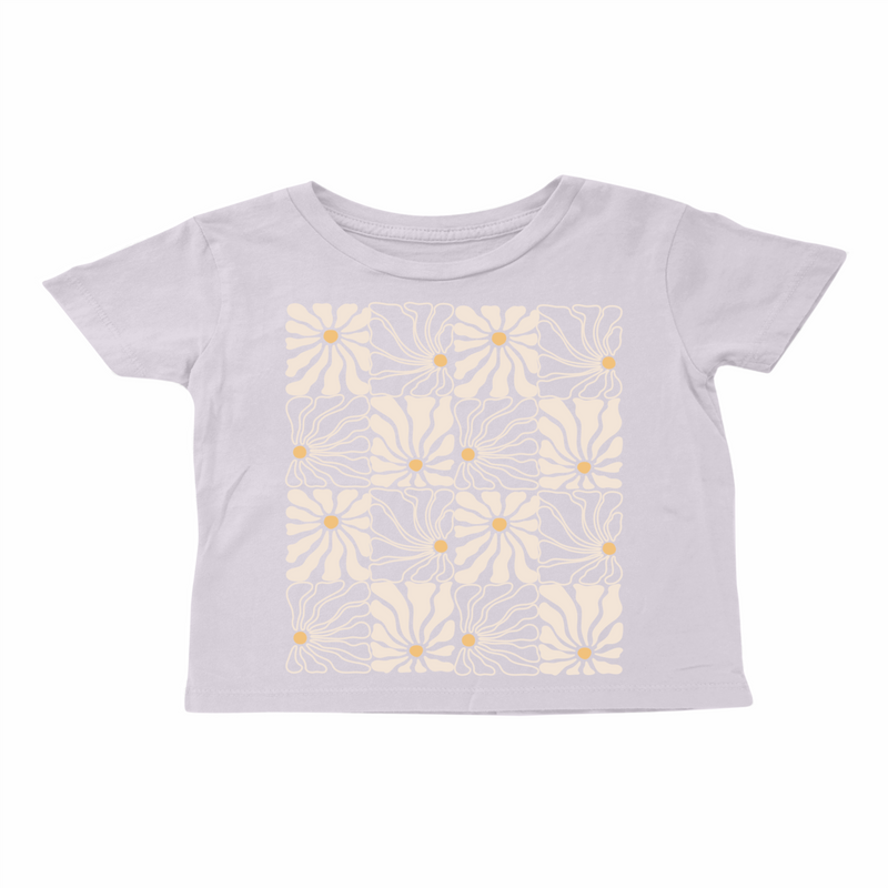 Flower Check Boxy Tee Lilac