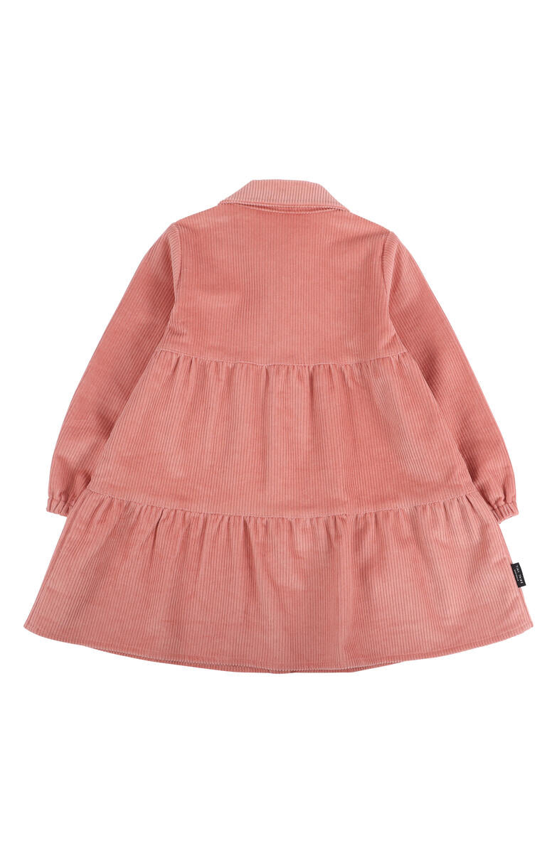 Corduroy Tiered Dress Dusty Rose