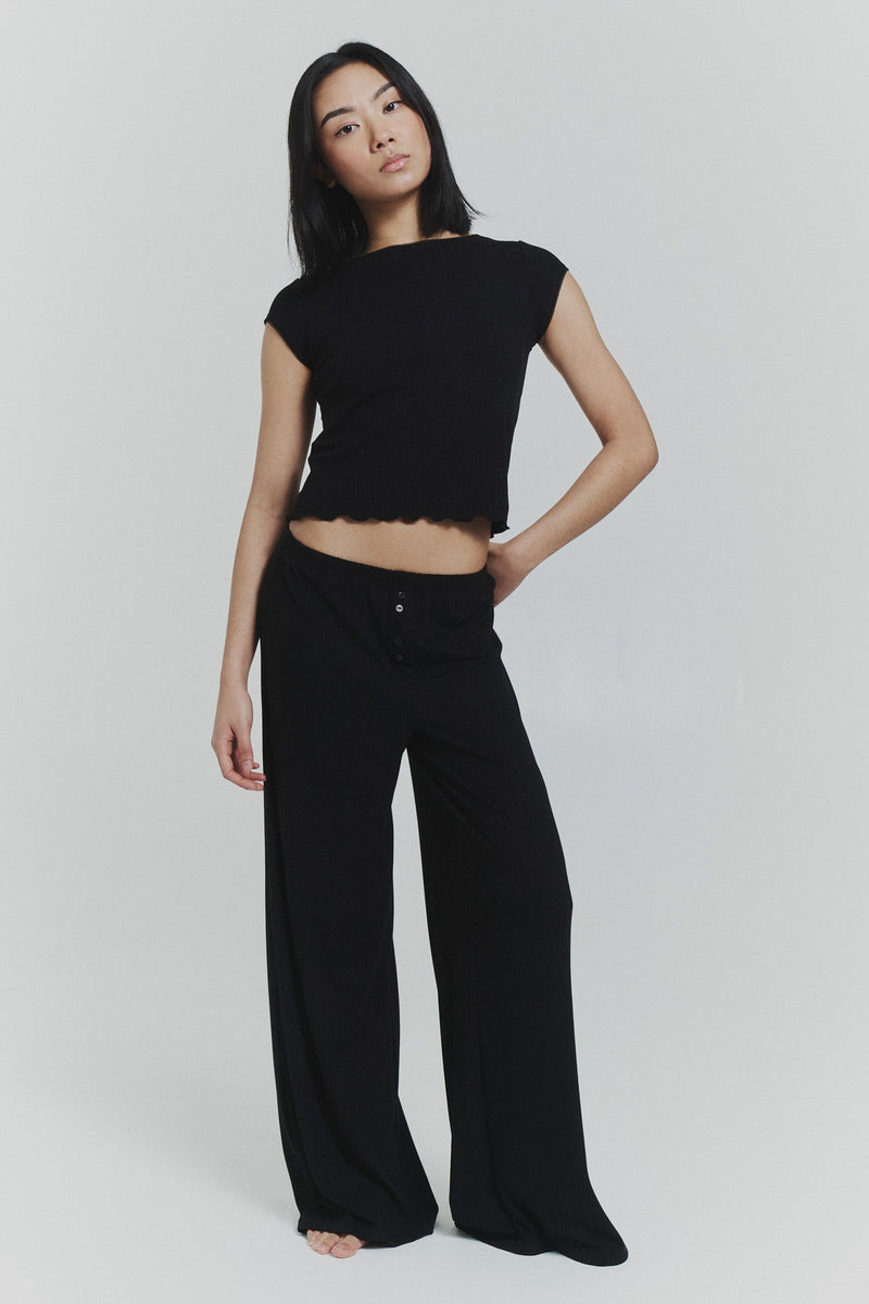 Button Lounge Pants Black