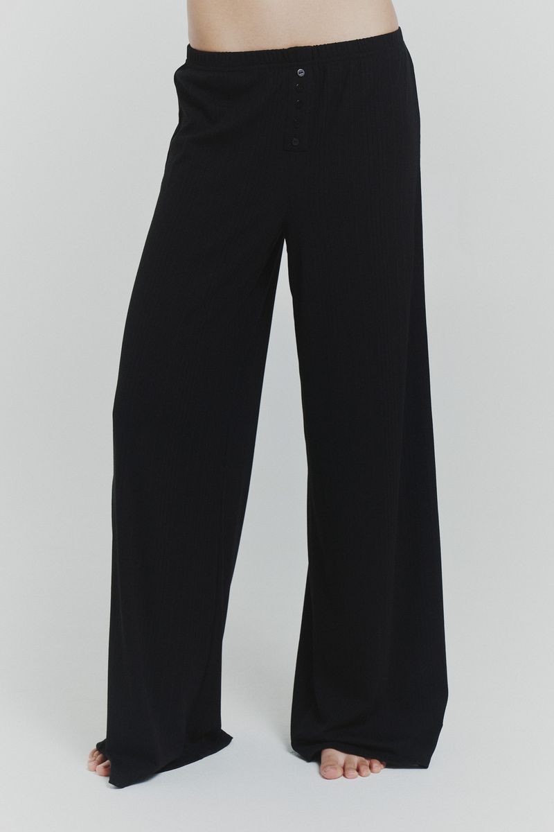 Button Lounge Pants Black