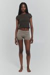 Olive Mesh Low Back Top