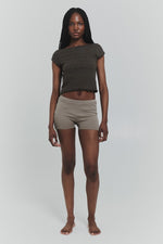 Olive Mesh Low Back Top