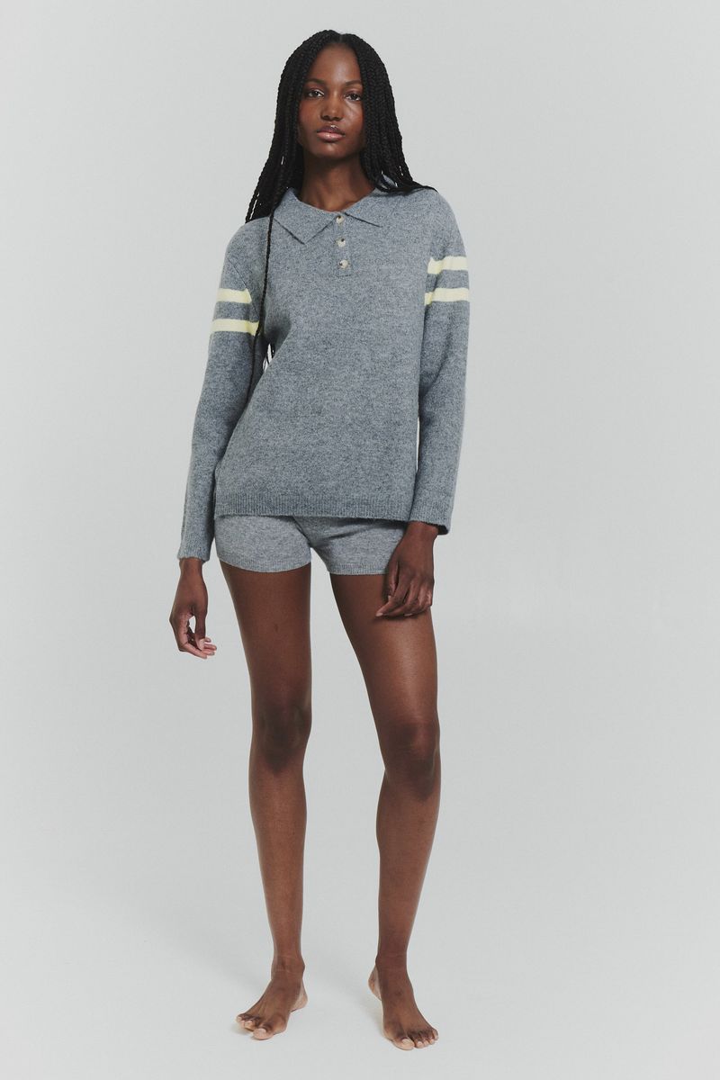 Stripe Sleeve Polo Sweater