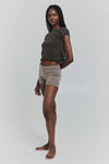 Olive Mesh Low Back Top