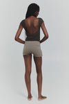 Olive Mesh Low Back Top