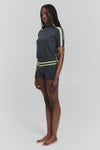 Stripe Raglan Short Sleeve Top Charcoal/Butter