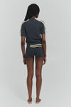 Stripe Raglan Short Sleeve Top Charcoal/Butter