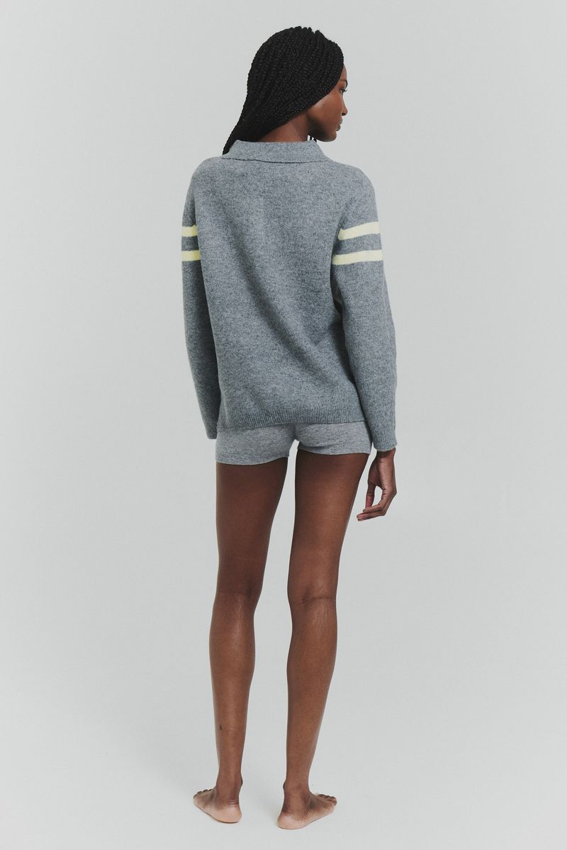 Stripe Sleeve Polo Sweater