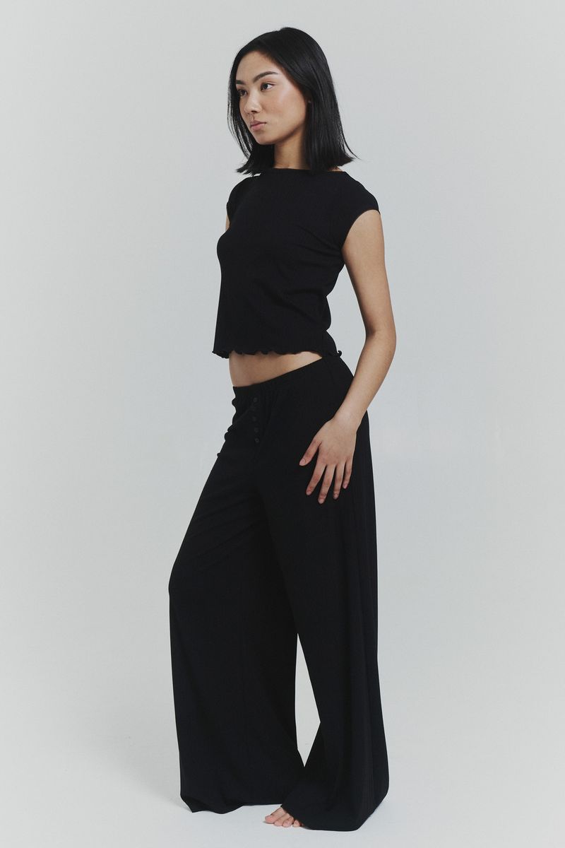 Button Lounge Pants Black