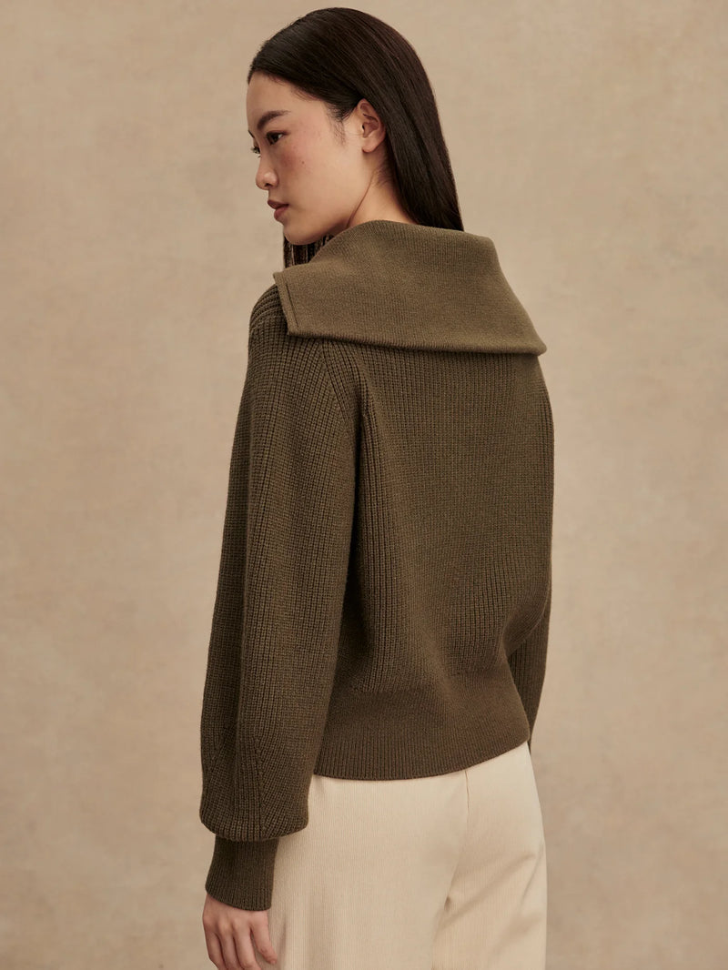 Maura Half-Zip Rib Knit Olive Knight