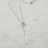 Square Lariat Necklace Silver