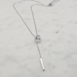 Square Lariat Necklace Silver