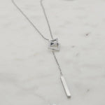 Square Lariat Necklace Silver