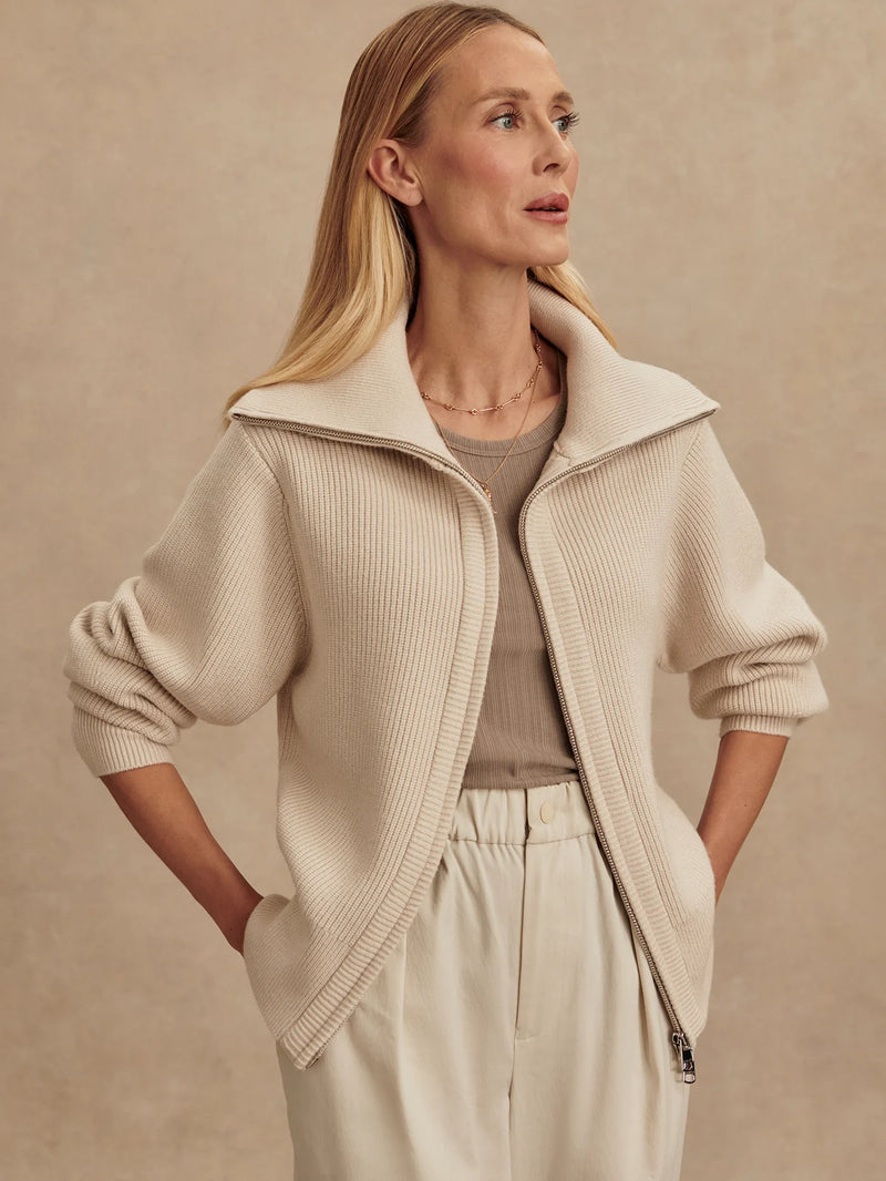 Enrico Knit Jacket Silver Birch