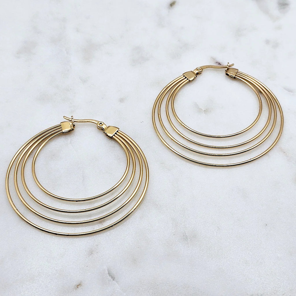 Tre Wire Hoops Gold