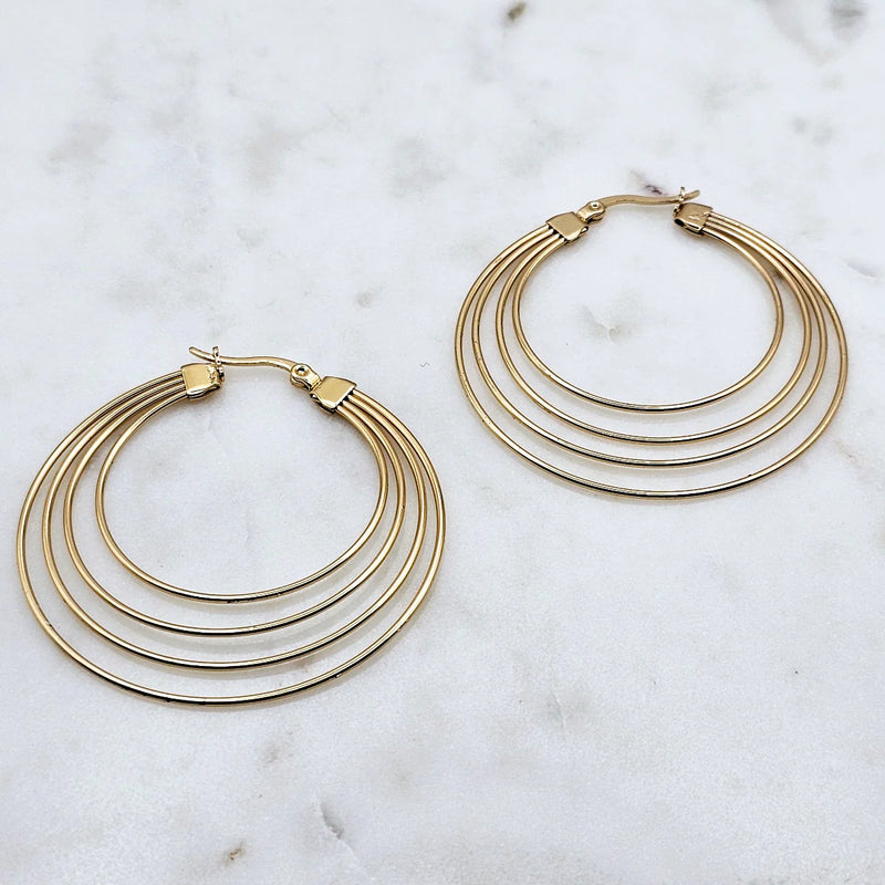 Tre Wire Hoops Gold