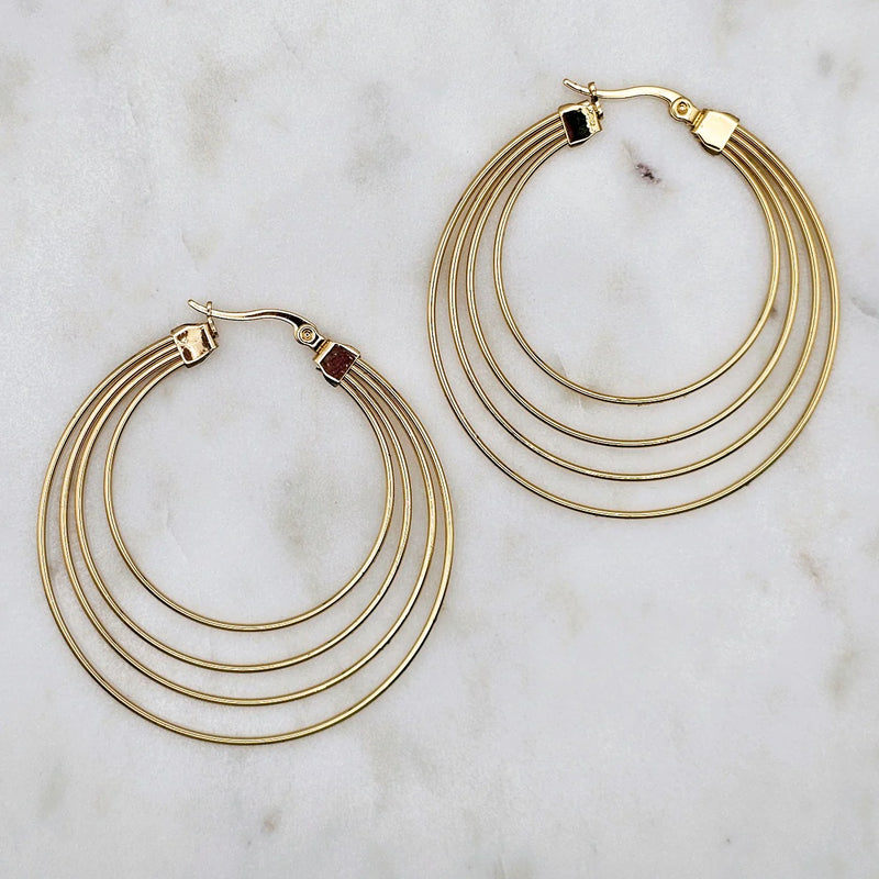 Tre Wire Hoops Gold