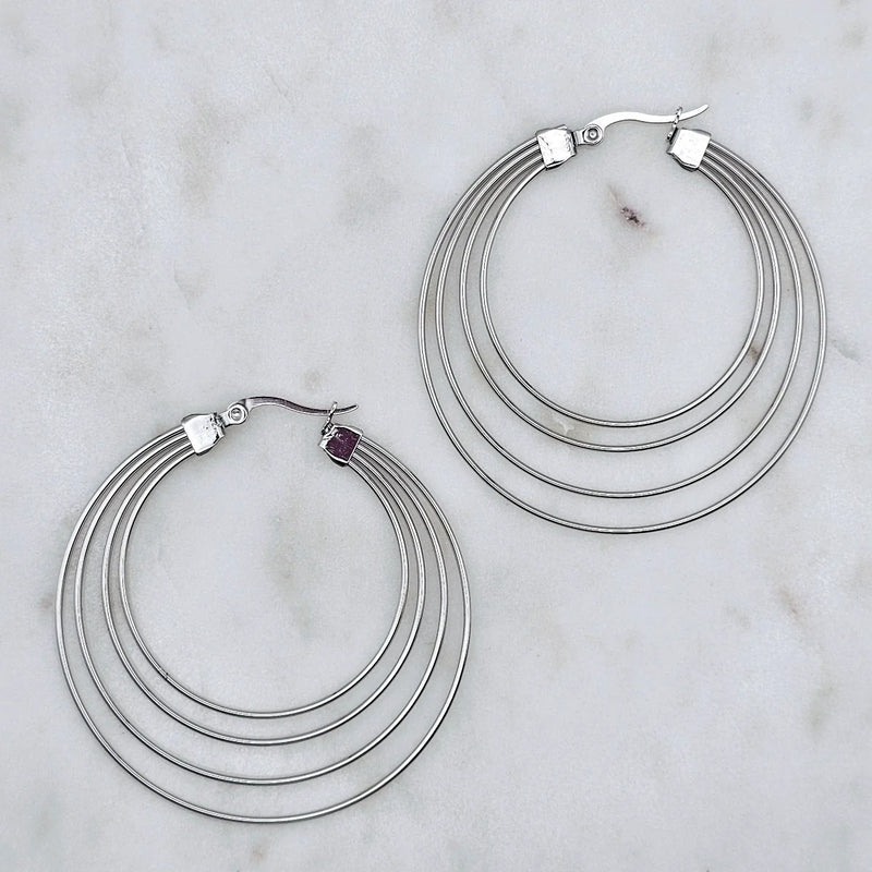 Tre Wire Hoops Silver