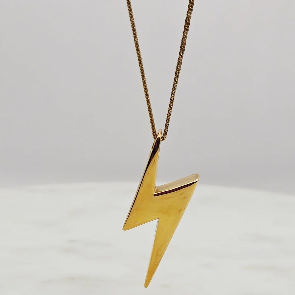 Lightning Bolt Necklace Gold