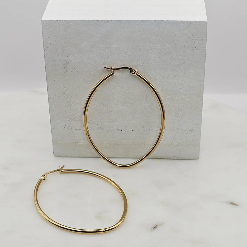 Oval Shaped Gold Hoops