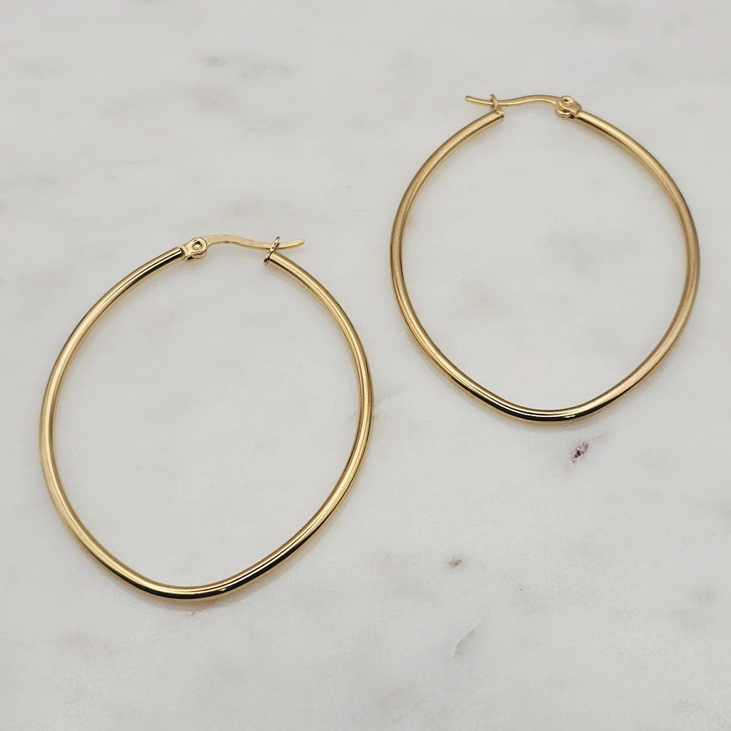 Oval Shaped Gold Hoops