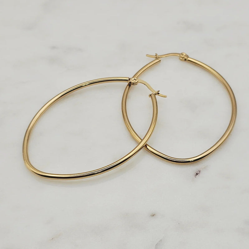 Oval Shaped Gold Hoops