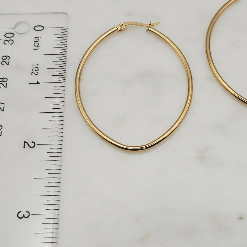 Oval Shaped Gold Hoops