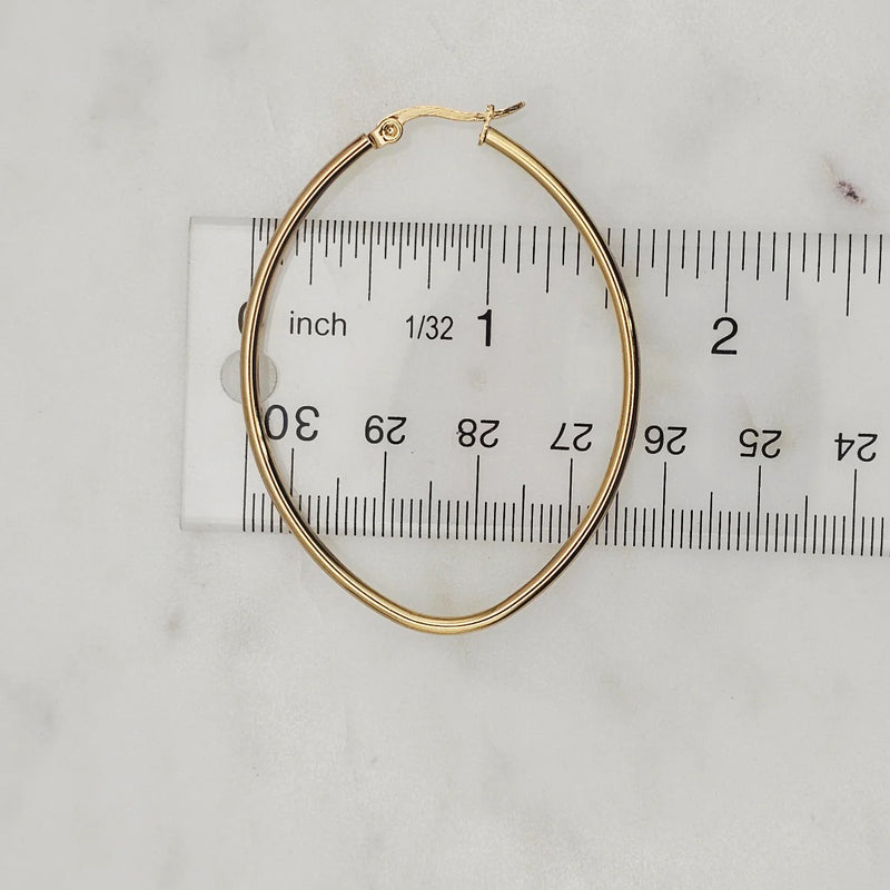 Oval Shaped Gold Hoops