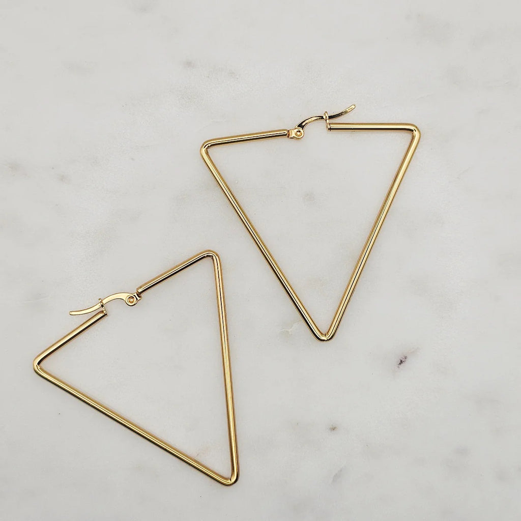 Triangle Hoops Large Gold