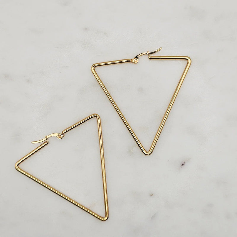 Triangle Hoops Large Gold