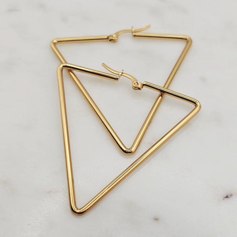 Triangle Hoops Large Gold