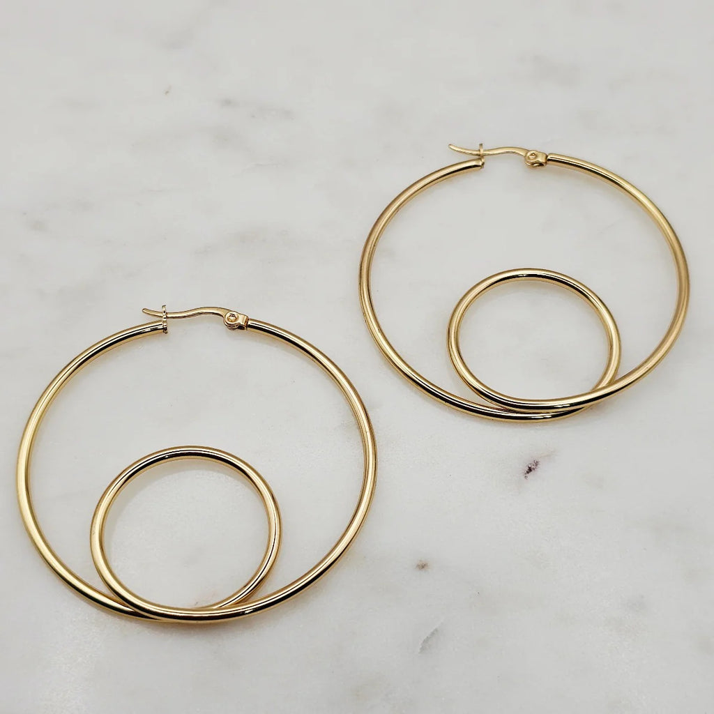Double Loop Hoops Gold