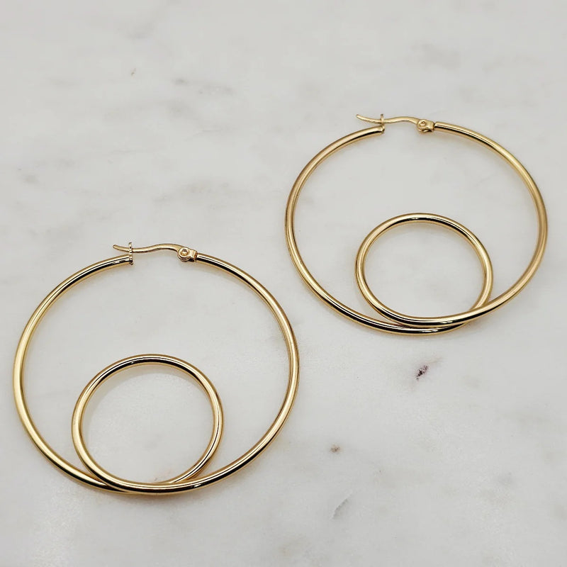 Double Loop Hoops Gold
