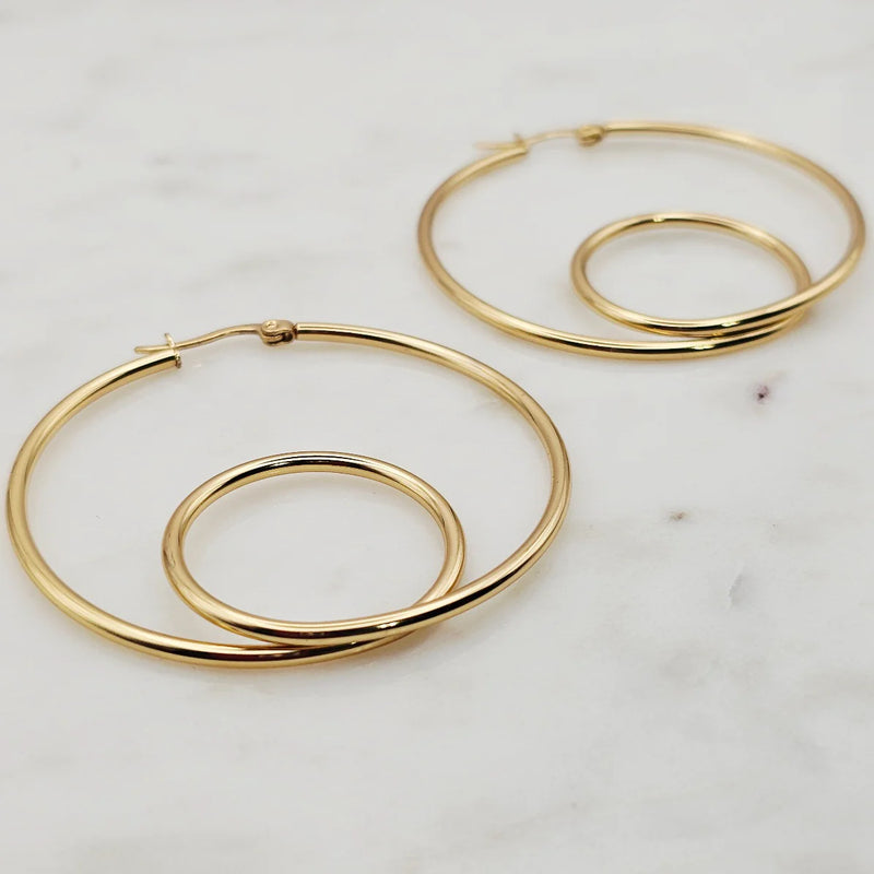 Double Loop Hoops Gold