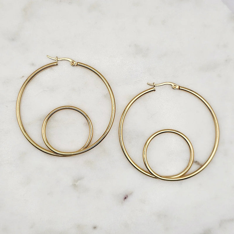 Double Loop Hoops Gold