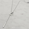 Square Lariat Necklace Silver