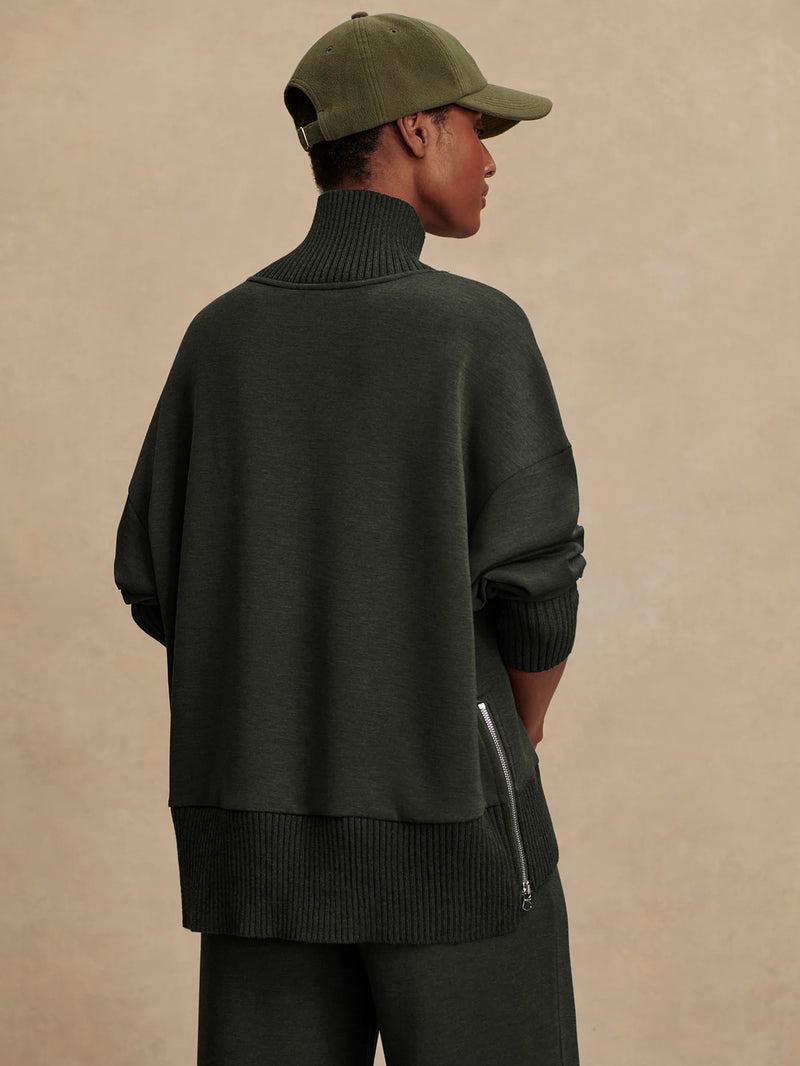 Barker High-Neck Sweat Olive Marl