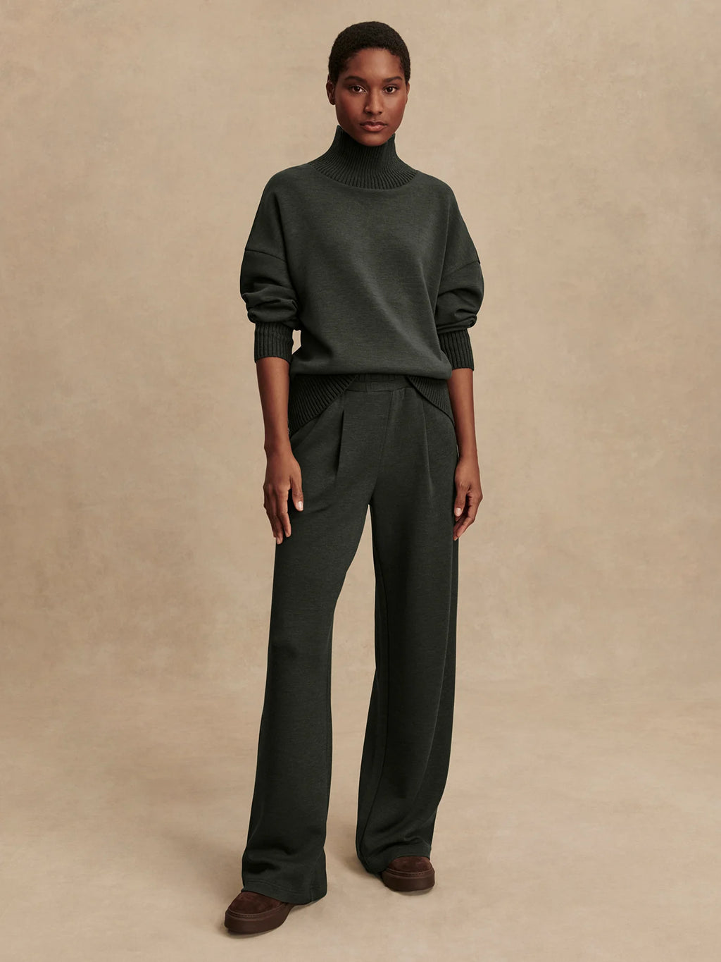The Extra Wide Leg Pant 29.5" Olive Marl