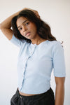 Organic Short Sleeve Cardi Pale Blue