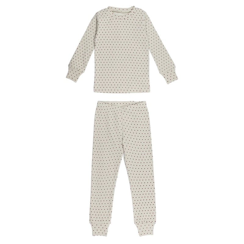 Kids' Organic L/Sleeve PJ Set in Crimson Mini Hearts