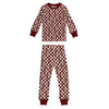 Kids' Organic L/Sleeve PJ Set in Crimson XO Checker