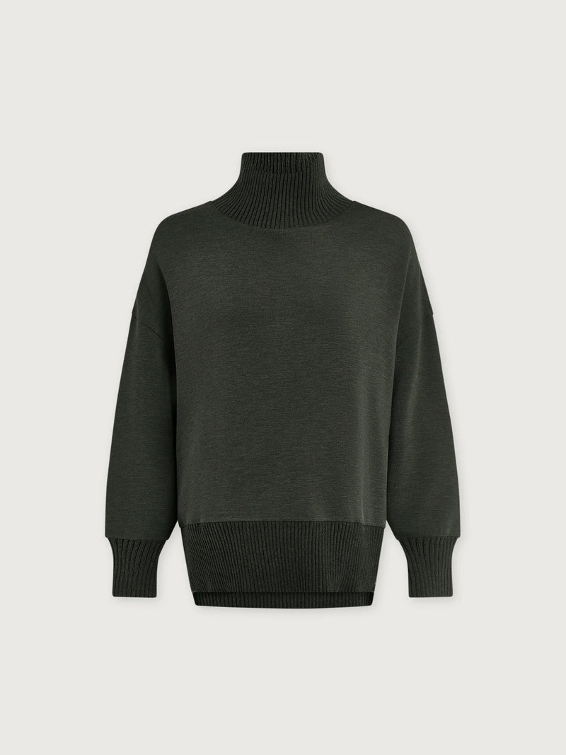 Barker High-Neck Sweat Olive Marl