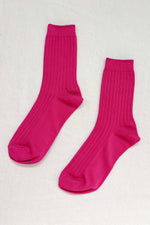 Her Socks Mercerized Combed Cotton Rib Fuchsia