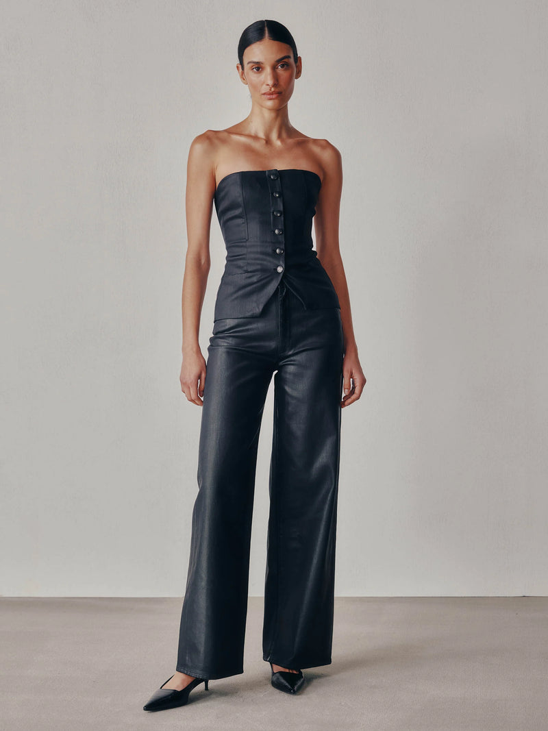 Karmine Refined Wide Leg Straight Vintage Black Coated