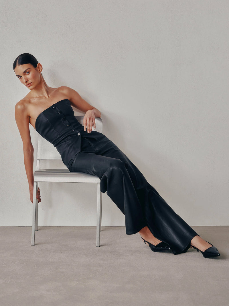 Karmine Refined Wide Leg Straight Vintage Black Coated