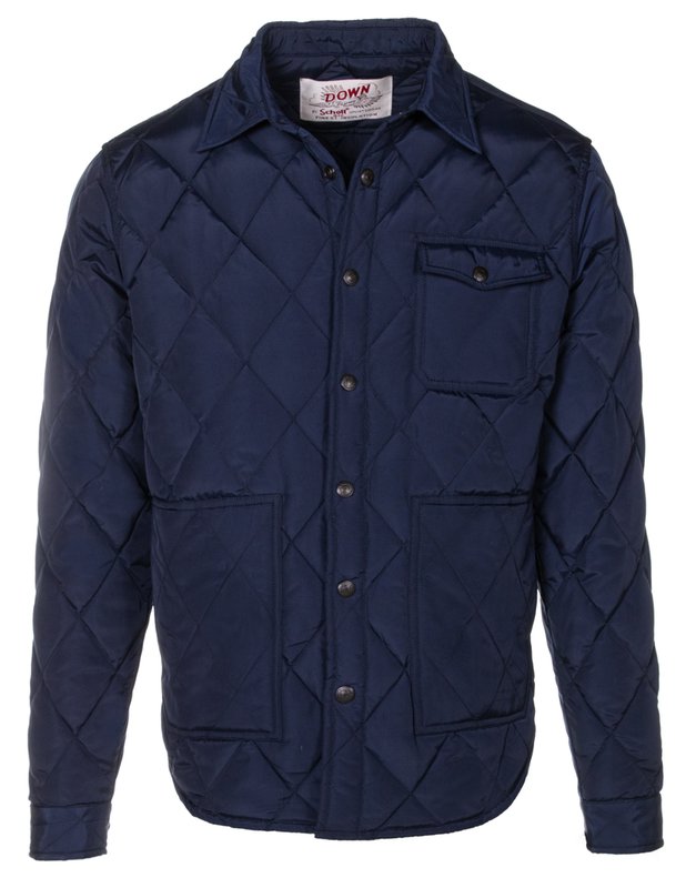 Down Filled Quilted Shirt Jacket Navy