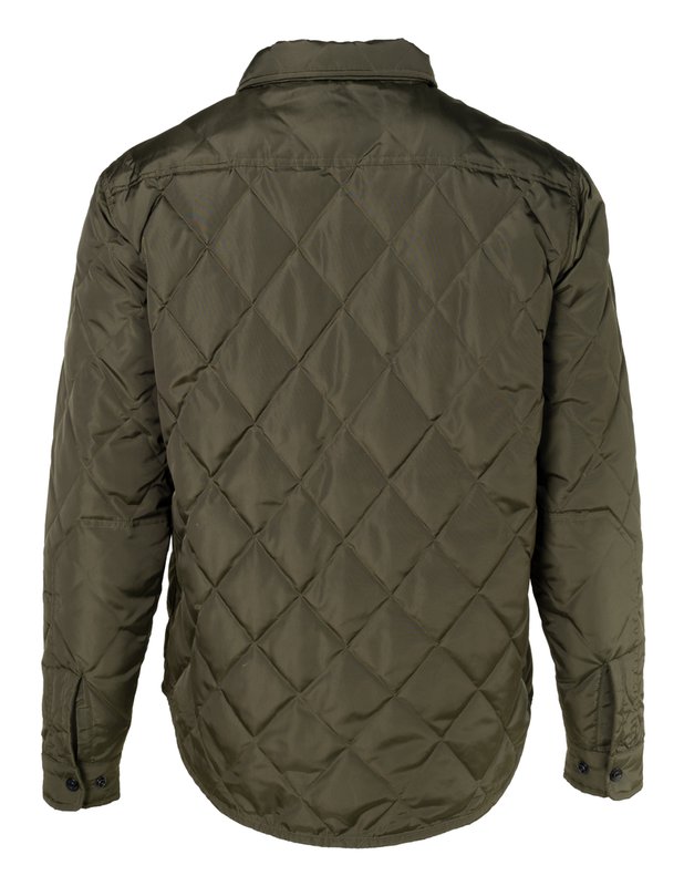 Down Filled Quilted Shirt Jacket Olive