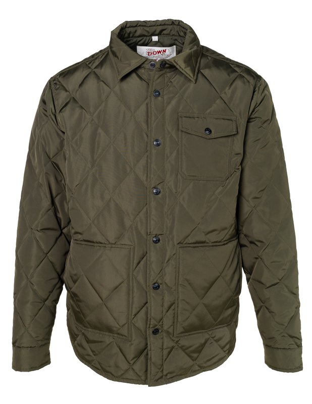 Down Filled Quilted Shirt Jacket Olive